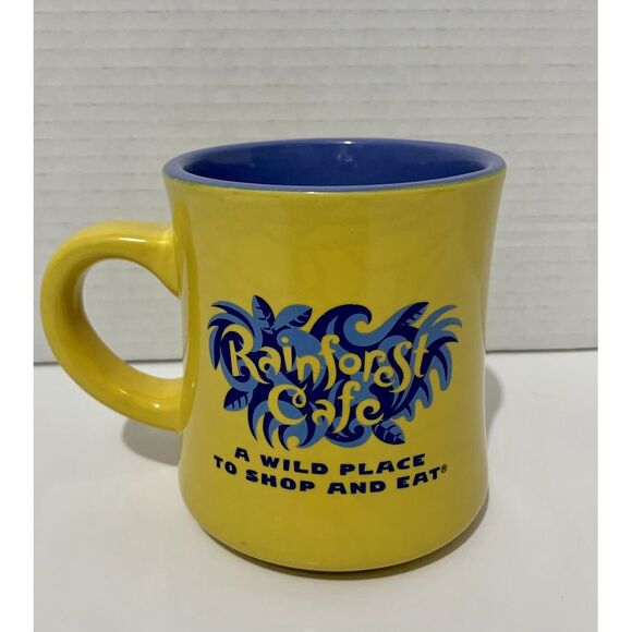 Vintage Rainforest Cafe Coffee Mug 1999 Yellow W/Logo Cup - Picture 1 of 7
